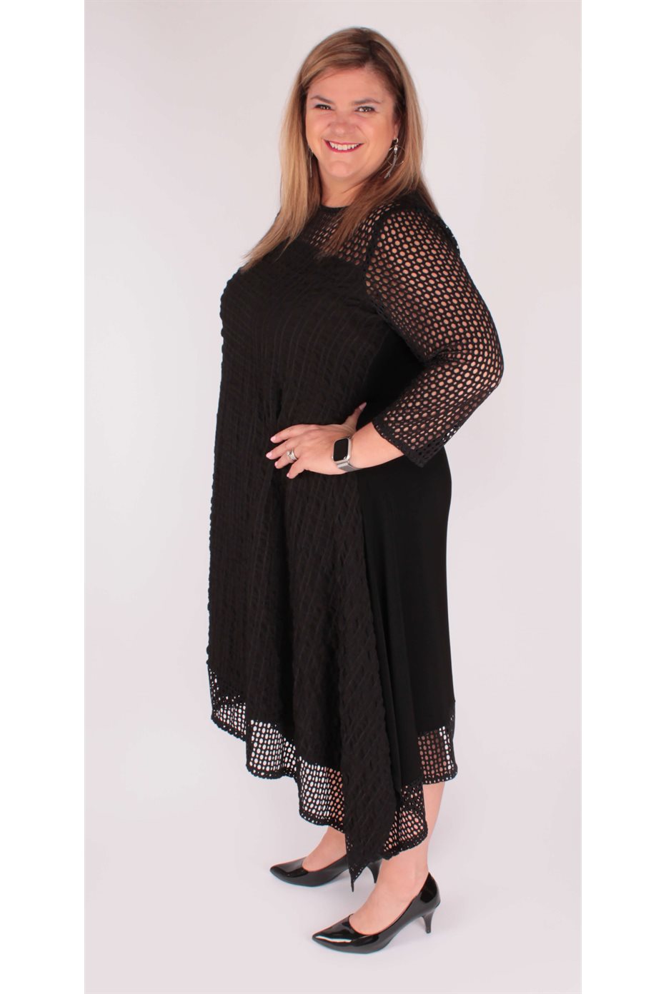 Robe en tricot soyeux et coton gaufré